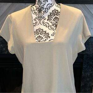 Amanda Smith Soft Stretchy Pale Olive XL Blouse Cruise Wear Spring Break